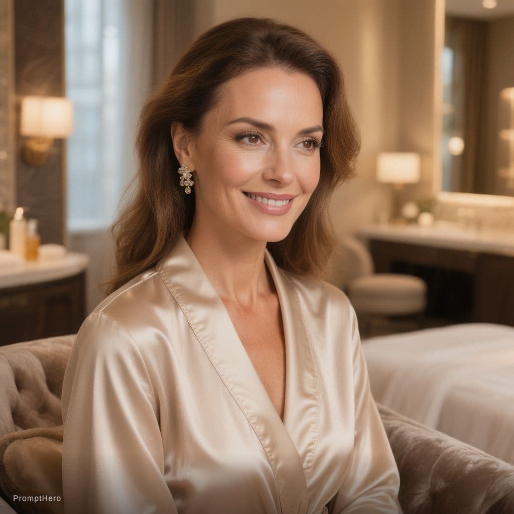 AI generated: Luxury editorial beauty portrait, vertical 4:5 composition for website, a beautiful refined woman ag...