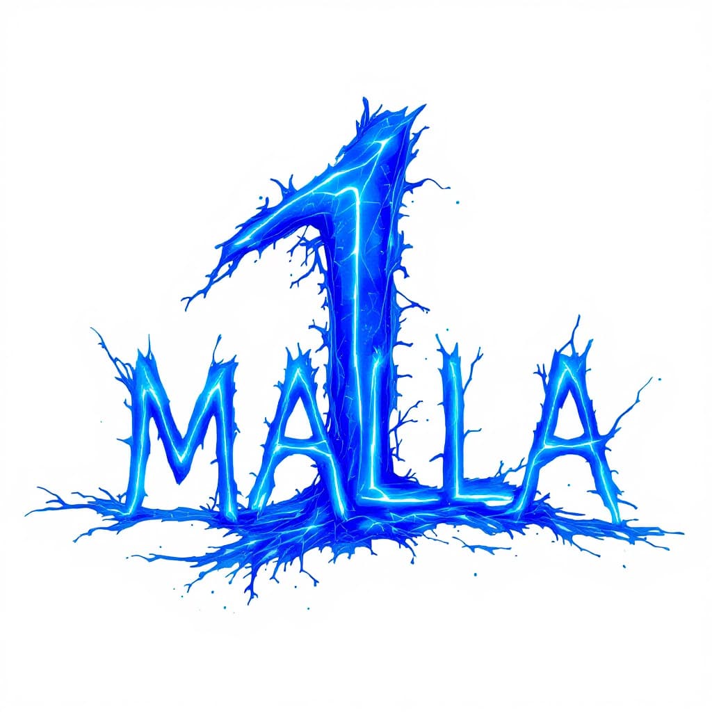 AI generated: escribir la palabra 1 MALLA  bioluminiscente color azul en letra mayuscula 
