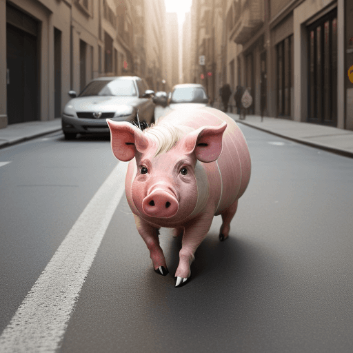 AI generated: pig in the street