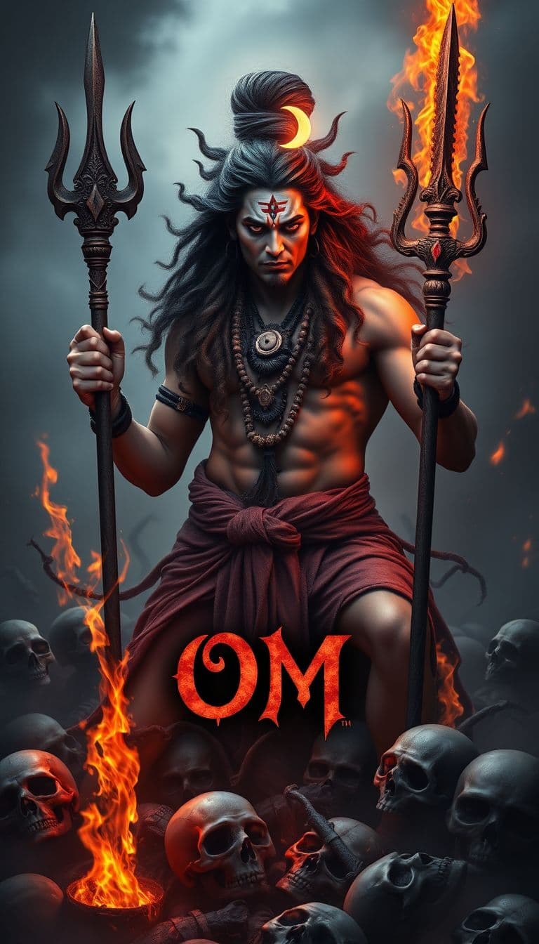 AI generated: Create a hyper realistic 128k photorealistic portrait image of a powerful Lord Shiva Muscular body L...