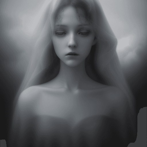 AI generated: A ,oil matte in the style of Natalie Shue ethereal steamy deep colors hauntingly ghostly Beautiful c...