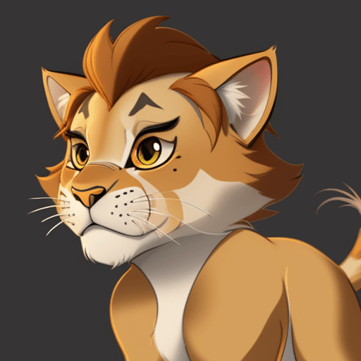 AI generated: a digital drawing of a masculine looking tabby cat in the style of the lion king