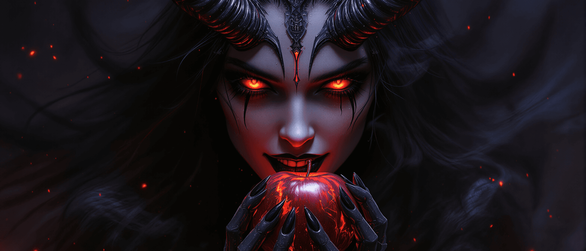 AI generated: MusicAlbum cover art (paining) of the Temptress of darkness - Lilith: A seductive female demon queen...