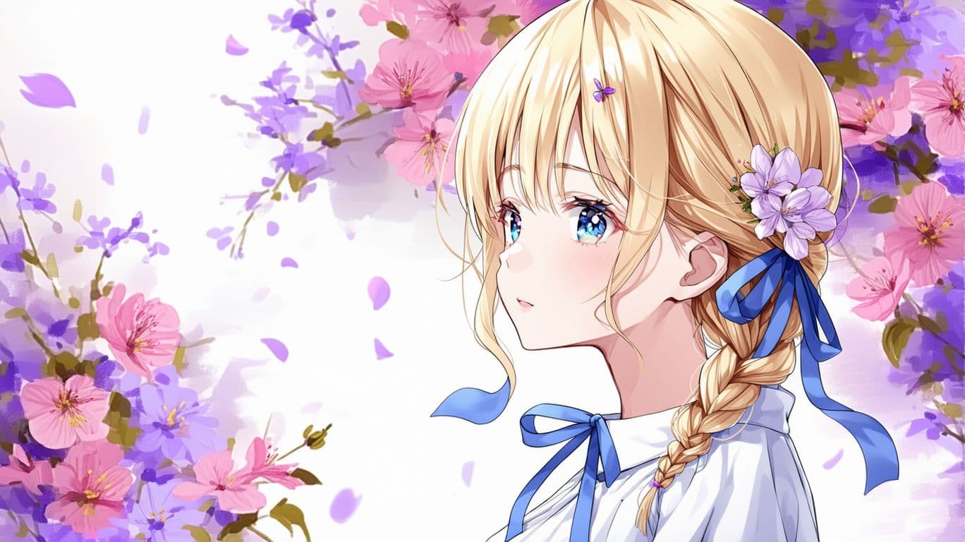 AI generated: The image is an illustration of a young girl with blonde hair and blue eyes. She is wearing a white ...