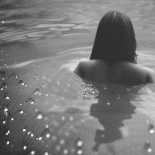 AI generated: a black and white photo of a woman in the water, mert and marcus, drops, kristine froseth, carola ru...