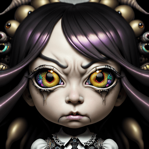 AI generated: a funny with fear in eyes, mad sky hallucination by Mundford, baroque maximalist, chibi by Artificia...