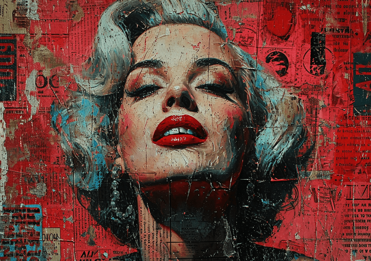 AI generated: Contemporary painting of Marilyn Monroe, dressed in fashionable clothes, glamour, creative, poster s...