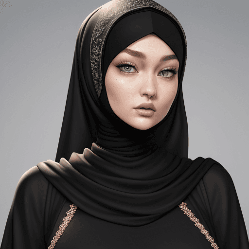 AI generated: Photo of a ultra realistic Gigi Hadid, in black Hijab outfit, hyper realistic, extreme details, beau...