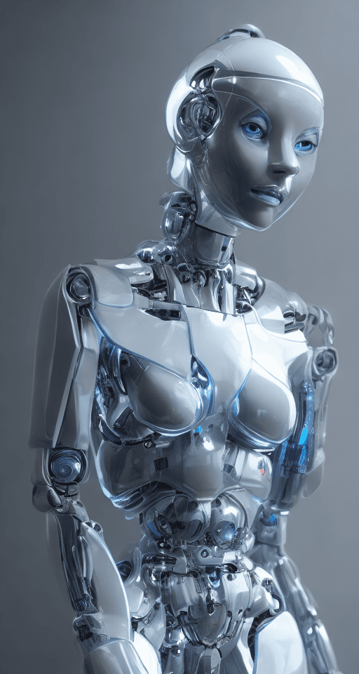 AI generated: Transparent Elegant Anime Futuristic Android Humanoid Robot, Cyberpunk Artificial Intelligence Movie...
