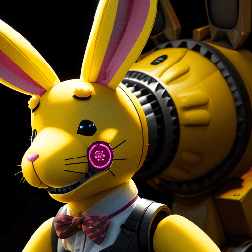 AI generated: a yellow bunny animatronic 