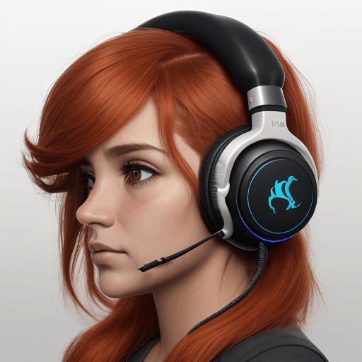 AI generated: chica viajera, tierna, ruda , pelirroja cabello corto mirando hacia delante auriculares inalámbricos...