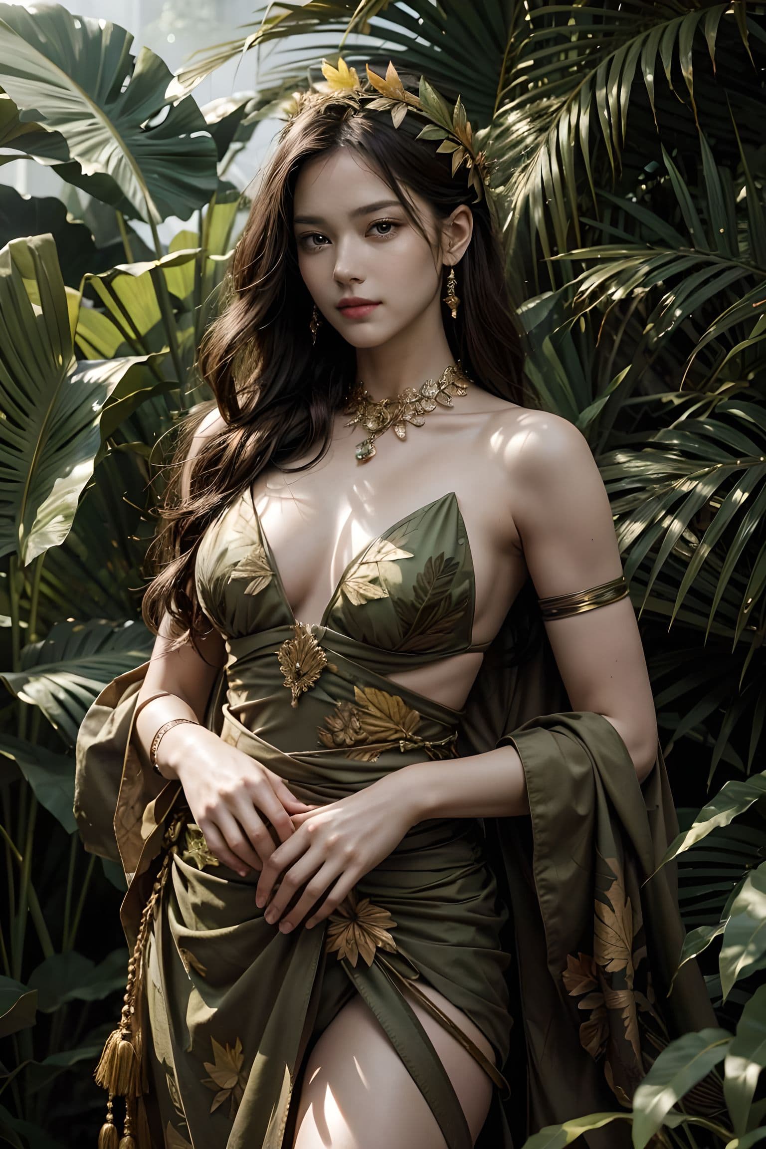 AI generated: (floral warrior elegance:1.2), (best quality:1.1), leafy environment, cinematic capture, 4k UHD reso...