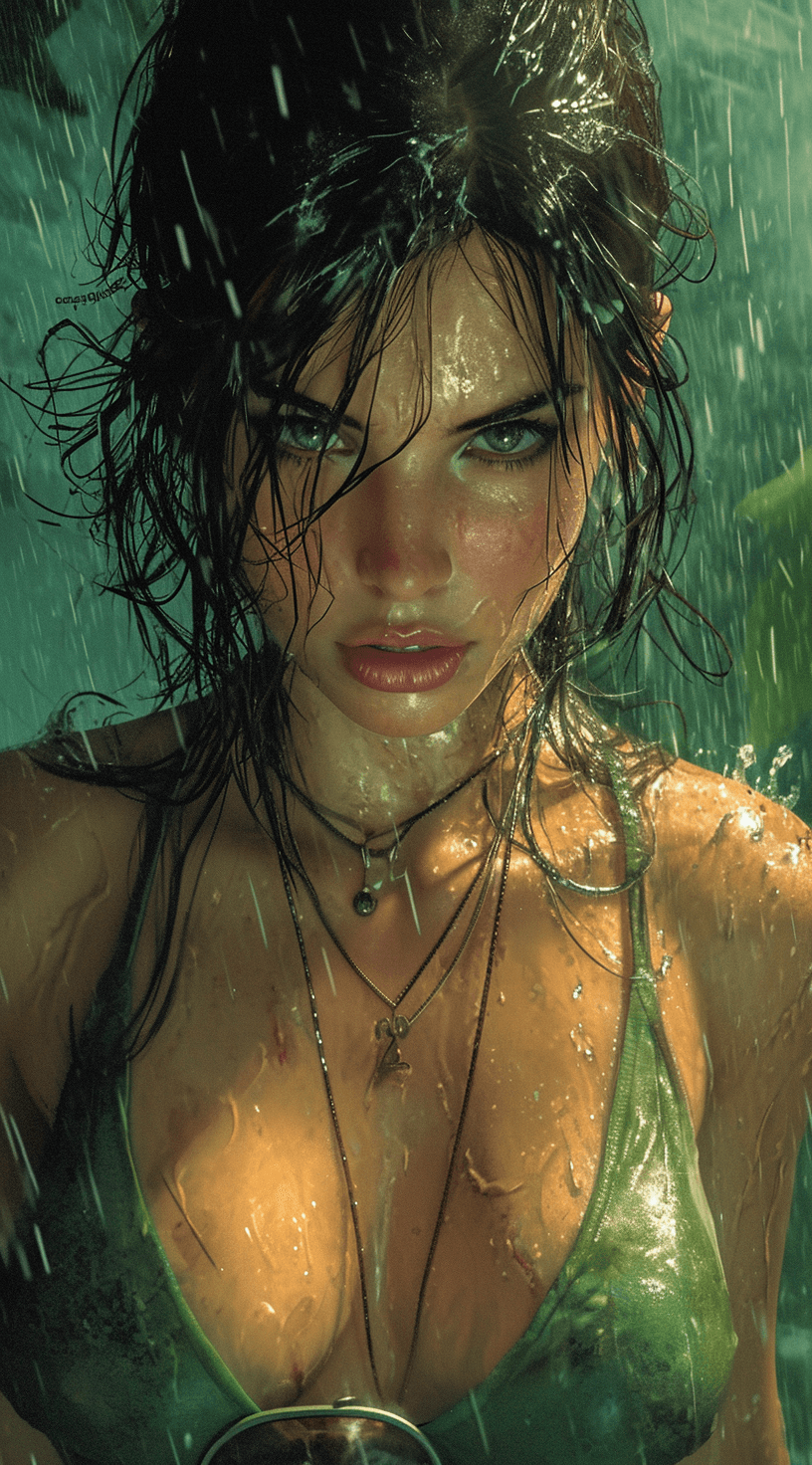 AI generated: lara croft, in the style of comic book-style art, bold, manga-inspired characters, close up, cartoon...