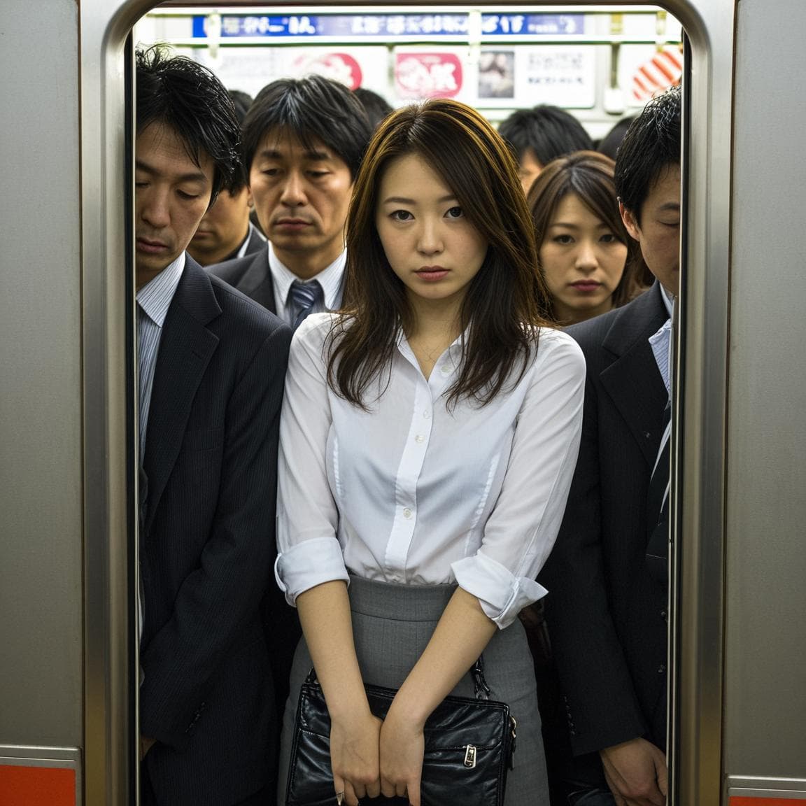 Rush Hour - Crowded Train Entrance