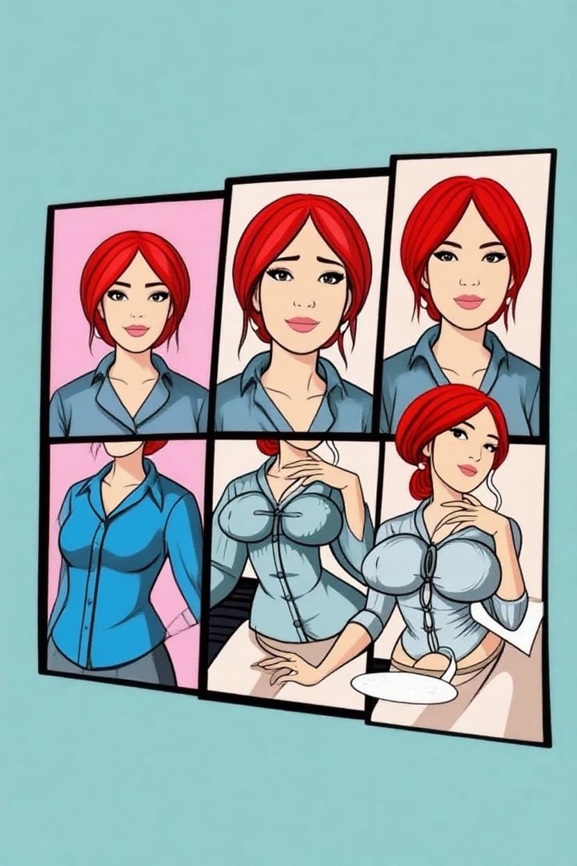 AI generated: A mini comic of age reversion where an old woman get young and pretty again 