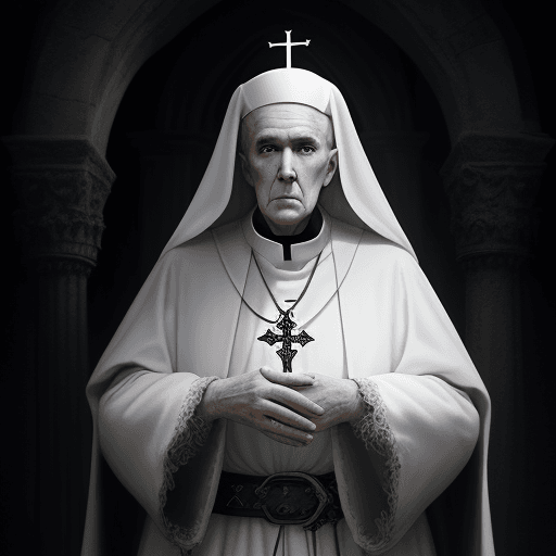 AI generated: archbishop, old, male, dark fantasy, dark atmosphere, religionist, epic fantasy, blessed, white clot...