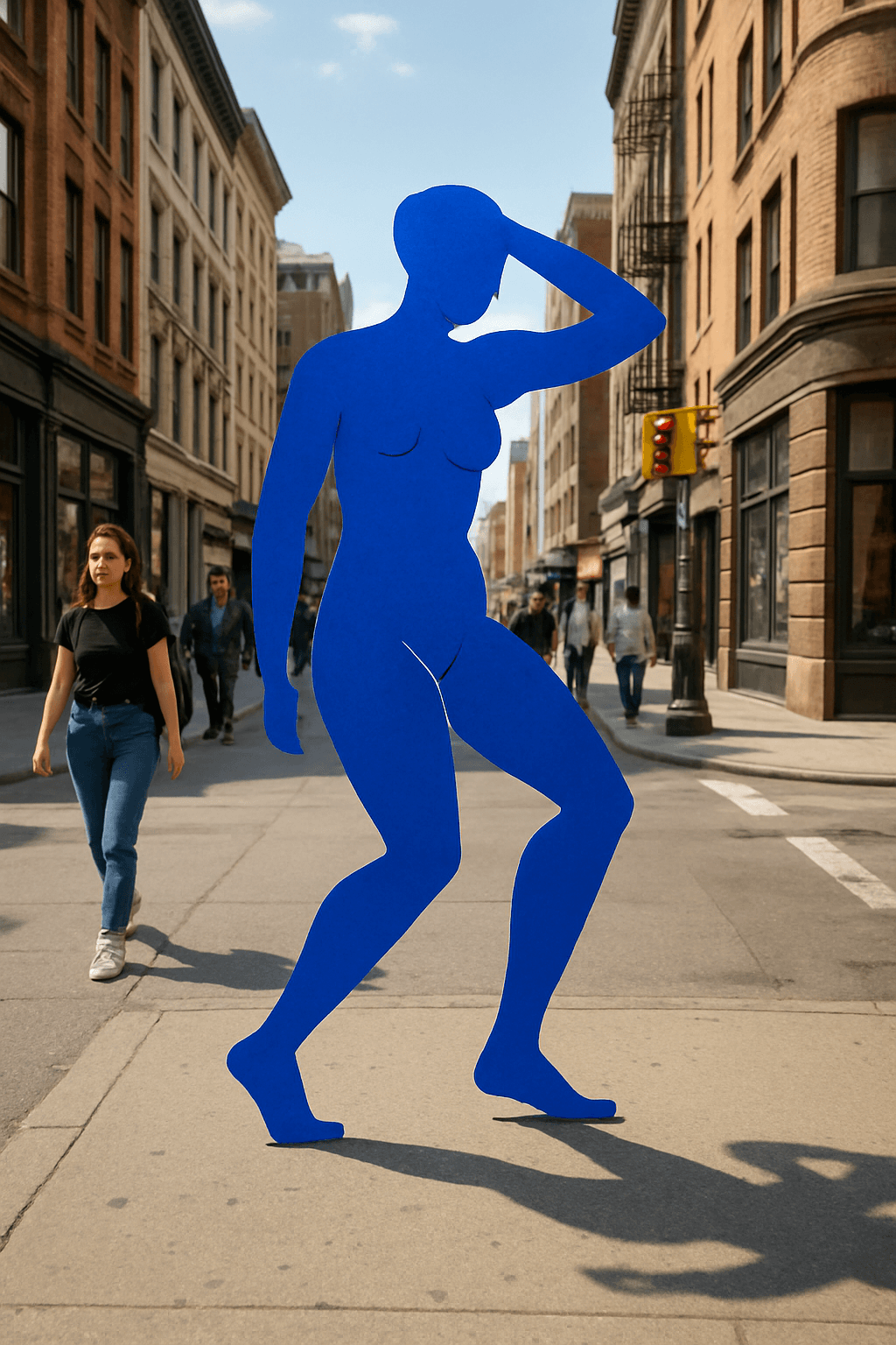 AI generated: Blue nude from matisse in the city
