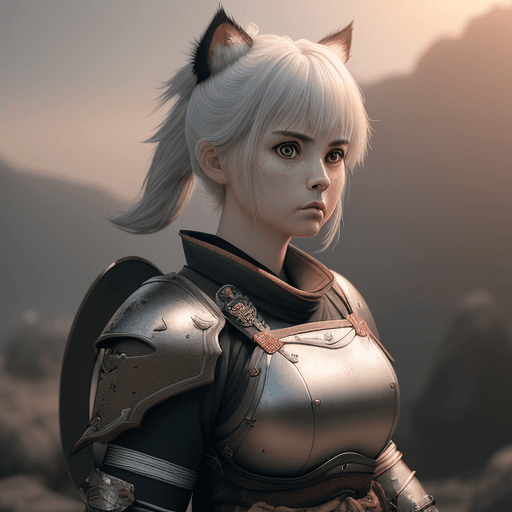 AI generated: super cute female calico cat samurai in armor, photorealistic, 4K, ultra detailed, vray rendering, u...
