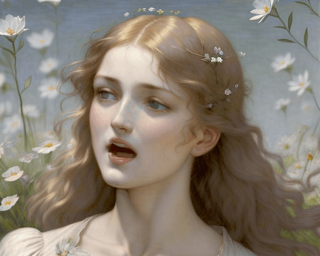 AI generated: woman screaming insipired by Lucien Lévy-DhurmerLe Silence and Albert-Émile Artigue Fleurs de Printe...