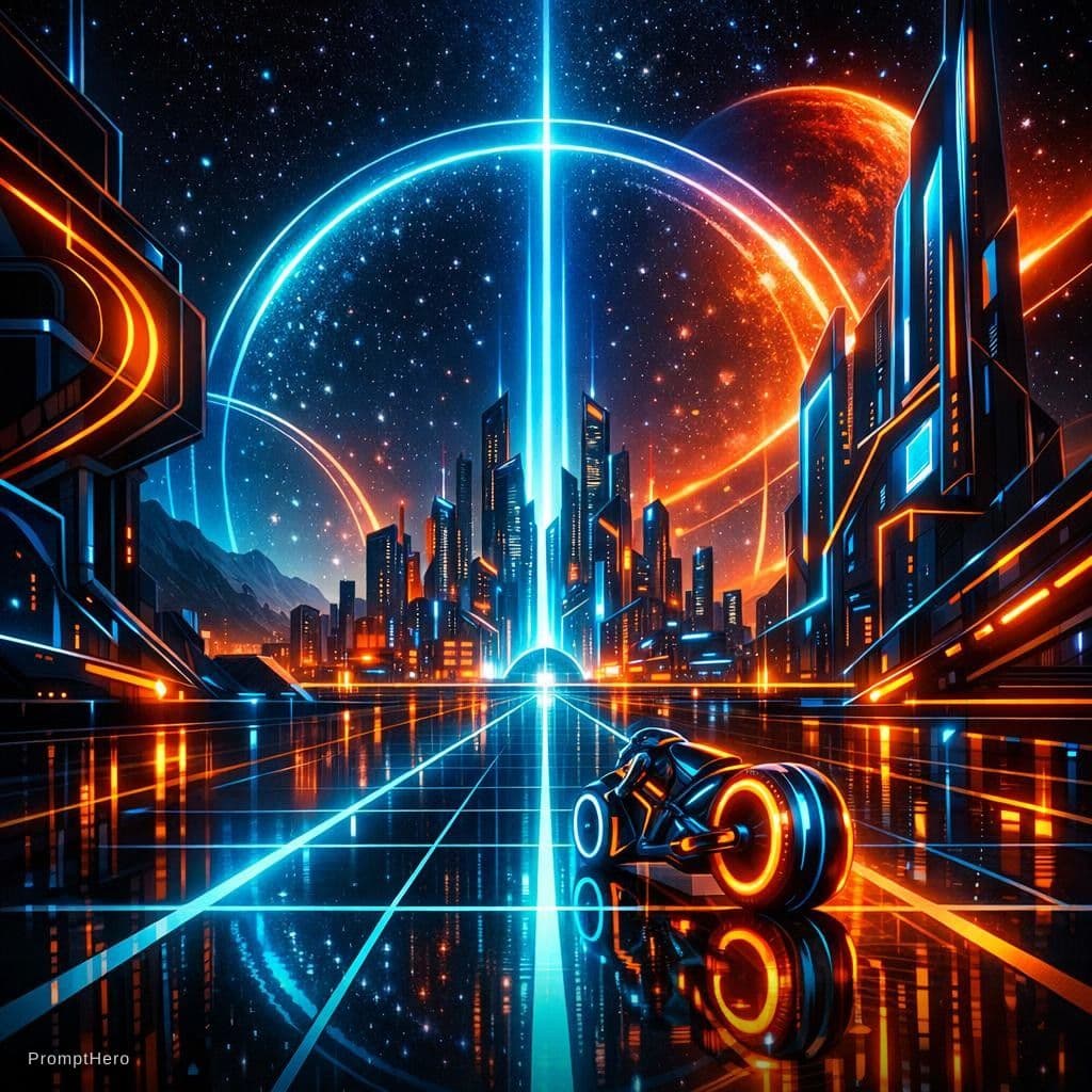AI generated: tron iphone wallpaper with rich colors
