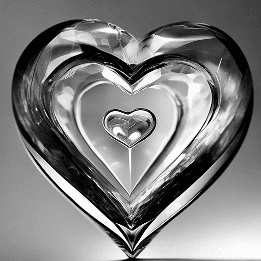 AI generated: visually captivating and awe-inspiring image of a Glass Heart that showcases the intricate internal ...