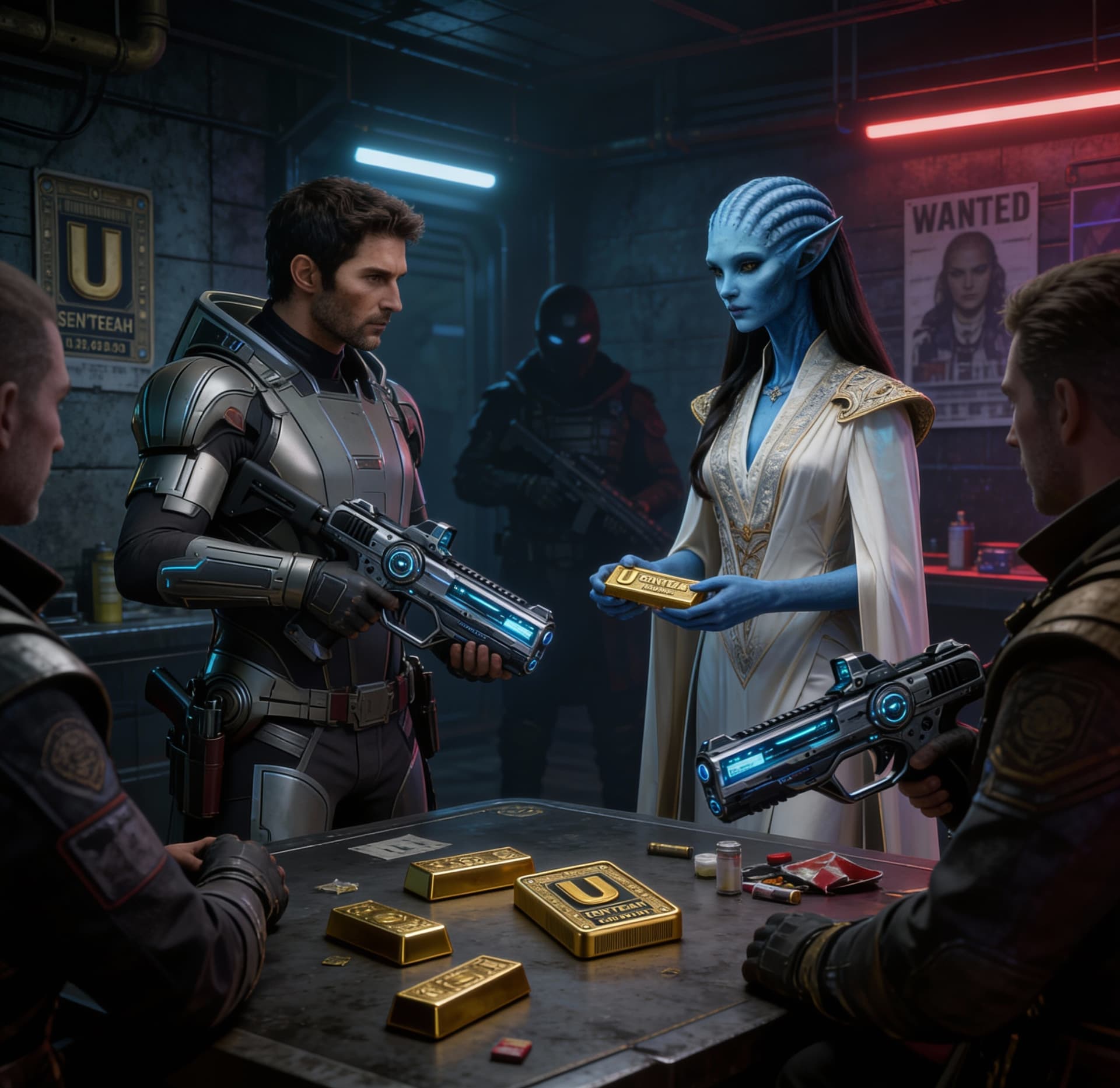 AI generated: Be inspired and create from the reference images, a Sci-Fi view of a futuristic underworld. Use the ...