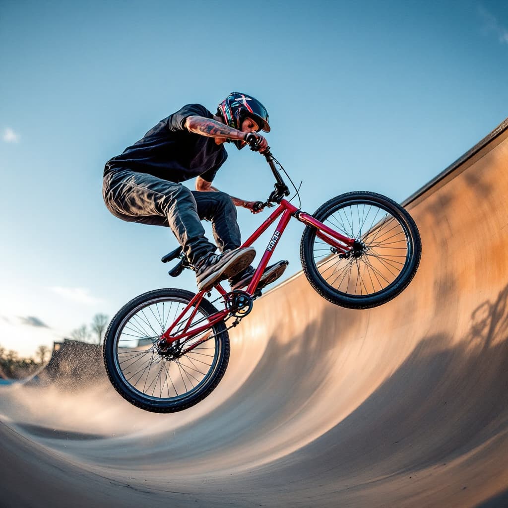 AI generated: photography, sports shooting, dynamic range, in the X-game park, dynamic motion with professional BM...