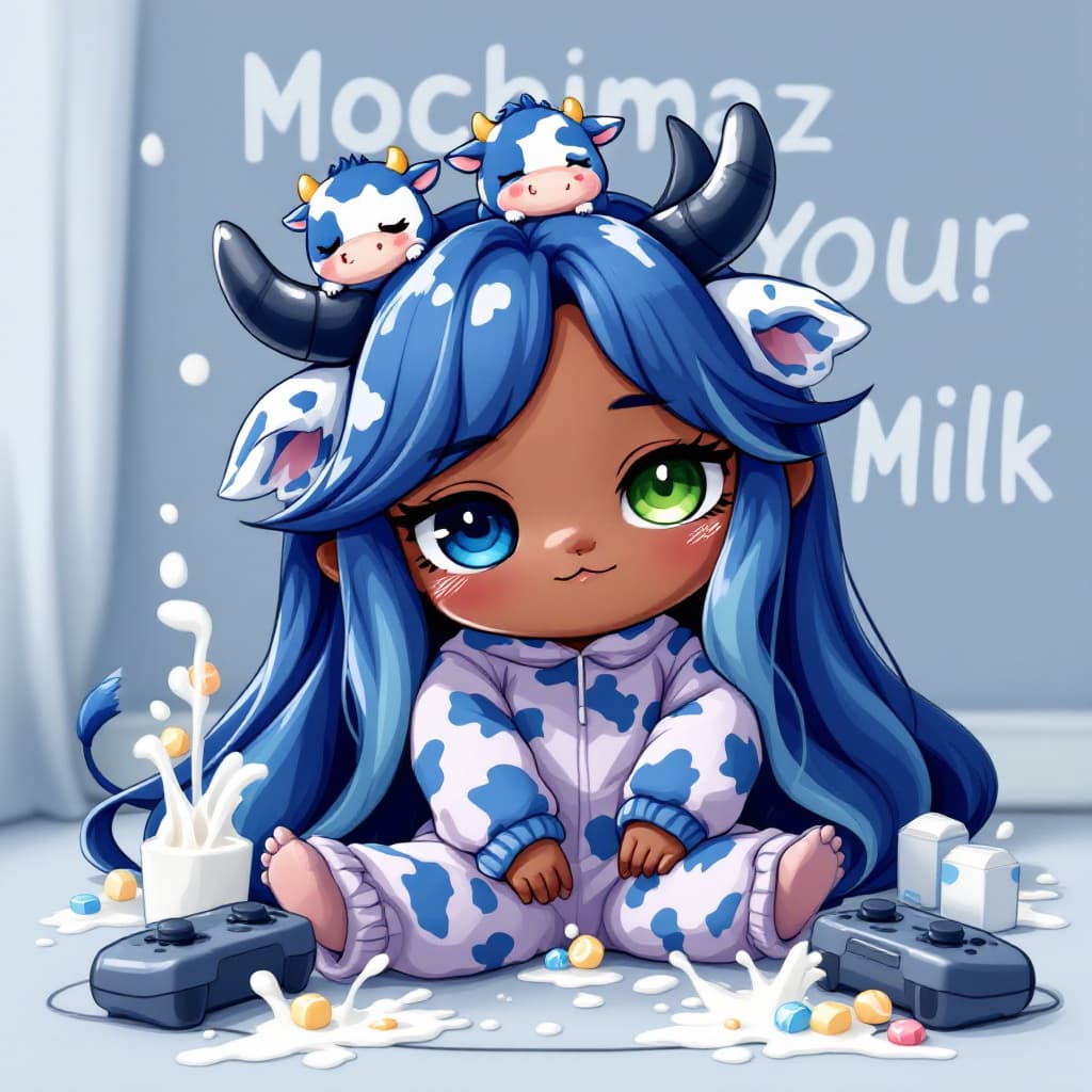 AI generated: Thick outline, best quality,grey blue theme,outline,
(chibi:1.2),(absurdly long hair,gradient hair:1...