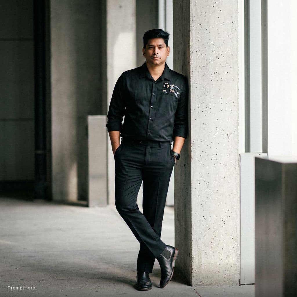 AI generated: fashion editorial photograph, man, shot on a Canon EOS 5D Mark IV --chaos 75 --ar 1:2 --profile rsy6...