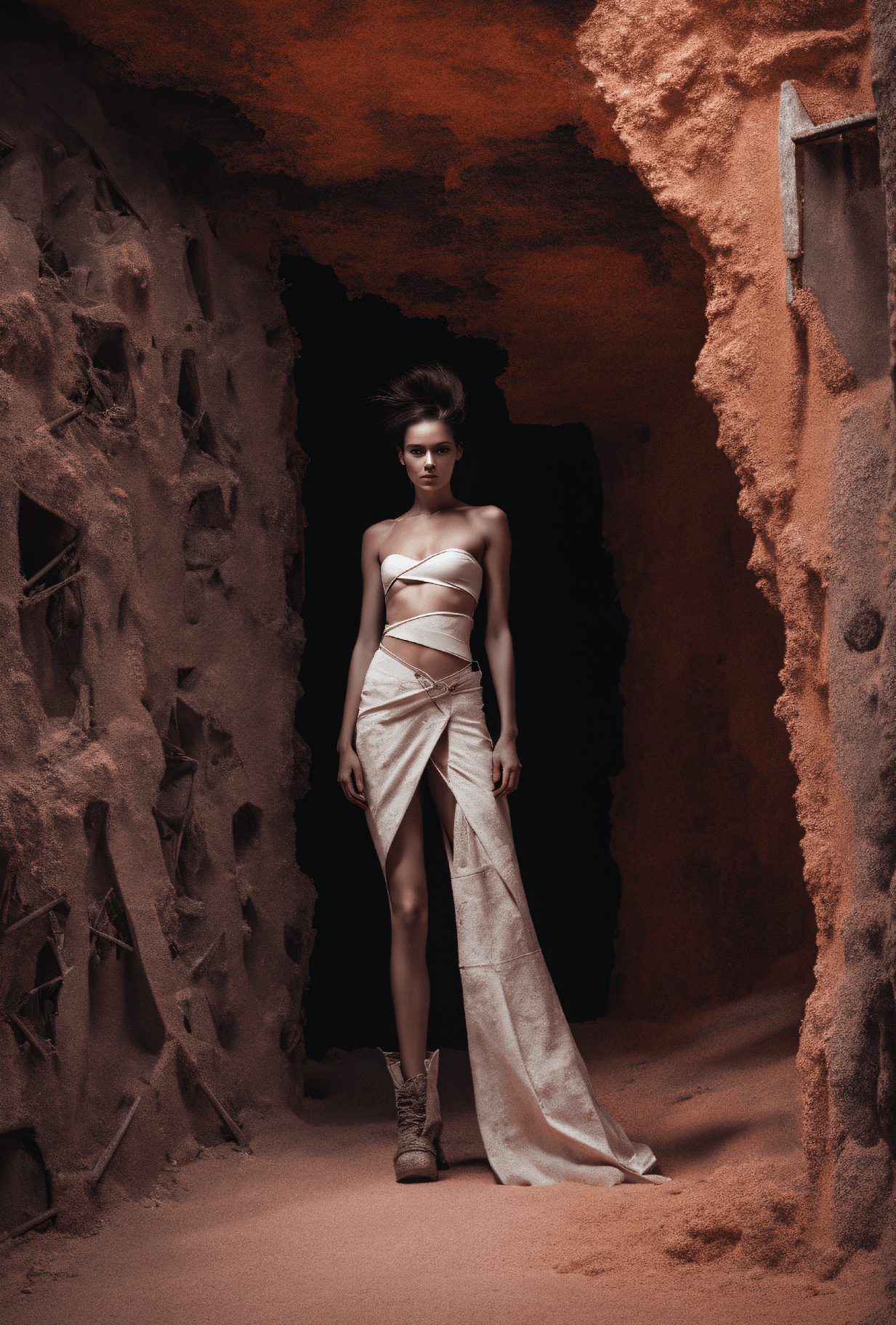 AI generated: dystopian style Rust and Decay, Focusing on the textures and patterns of rust and decay, upper body,...