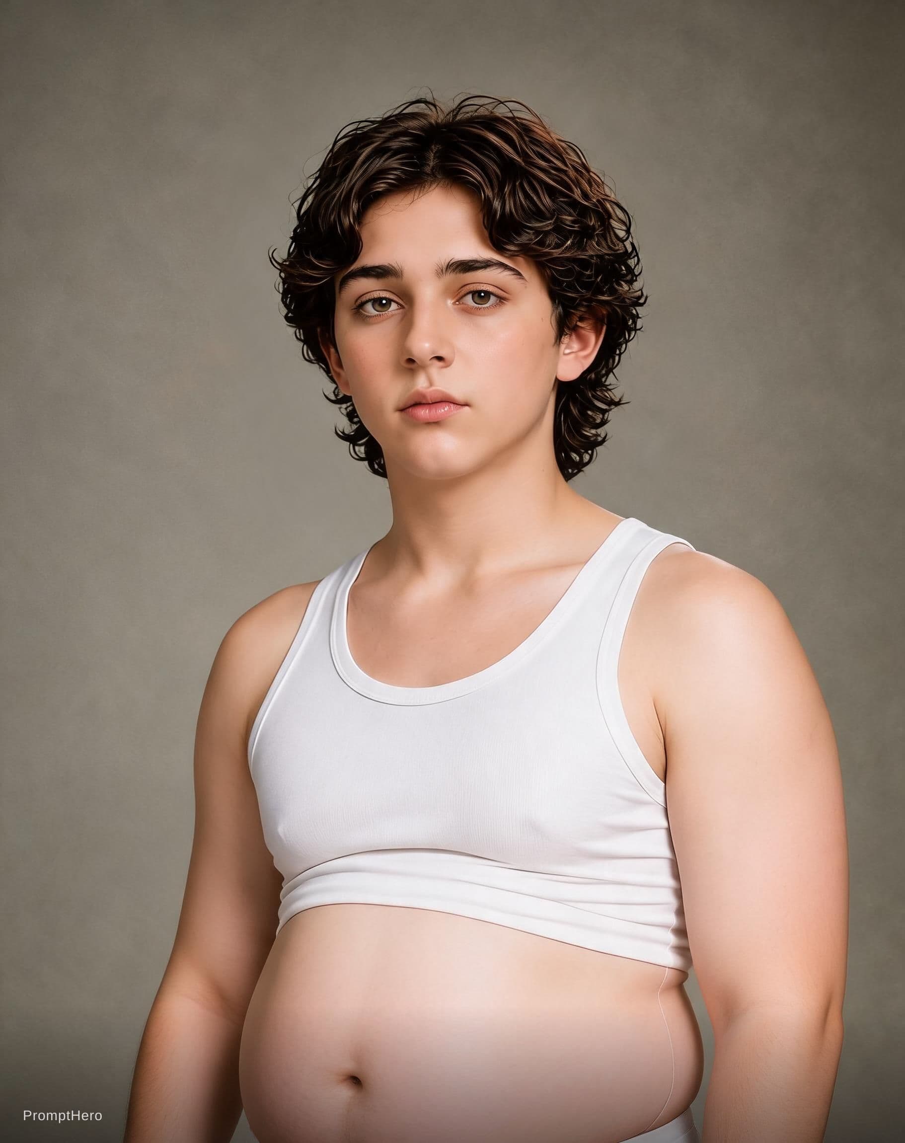 AI generated: Smooth and clear skin. Bright and fresh complexion. A little extra weight is visible on her body. Bo...