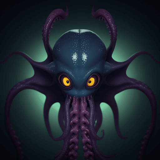 AI generated:  high quality foto of a scary alien, with one hole instead of eyes, as mouth tentacles, long tentacl...