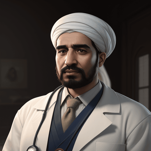 AI generated: poster for doctors day,persian,hyper realistic, 8k.arnold render,ibn siba portrait