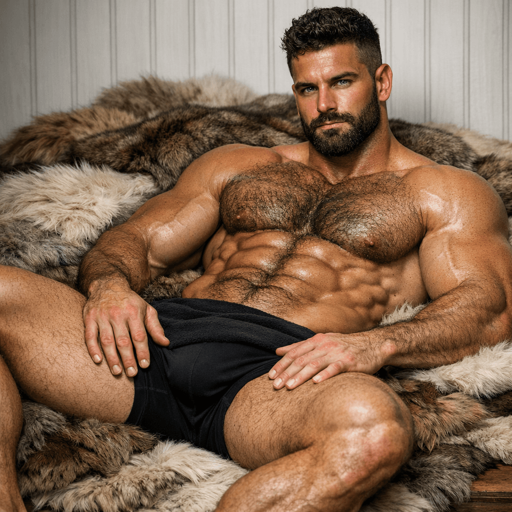 AI generated: "Hyper-realistic professional studio portrait of a ruggedly handsome, massively muscular bodybuilder...