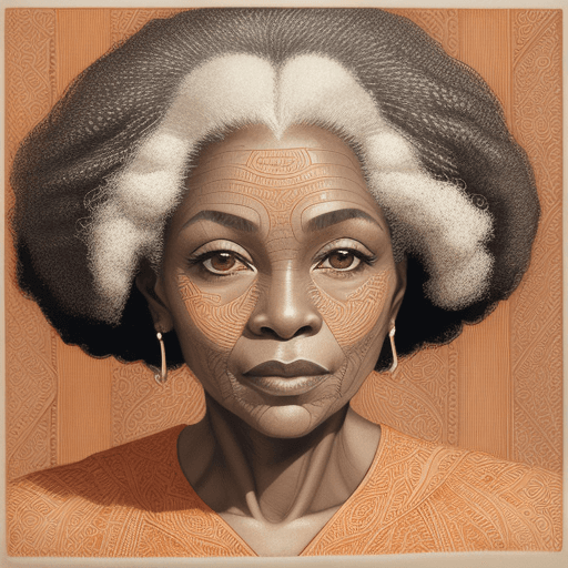 AI generated: Intricate intaglio etching of a 70 years old woman perfect skin ::5 The woman is beautiful, alluring...