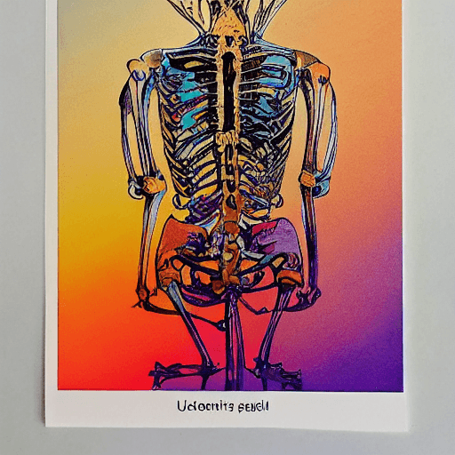 AI generated: a sunrise gradient over a skeleton tarot card --ar 9:16  --s 5000 --q 2 --uplight