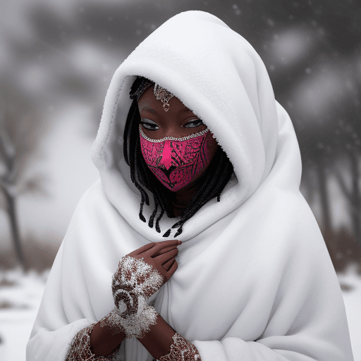 AI generated: art capturing an awe-inspiring lady donning traditional African voodoo mask, encircled by a mystical...