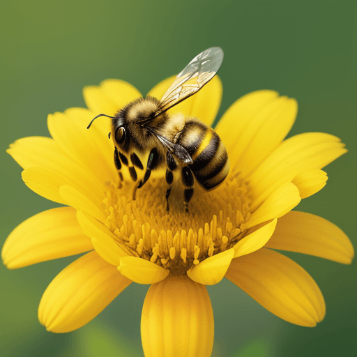 AI generated: bee sitting on top of a yellow flower, art