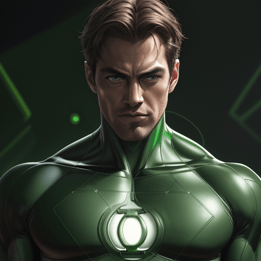 AI generated: mc1, man, one man, man as Green Lantern: Green Bodysuit with Lantern Symbol, photorealistic painting...