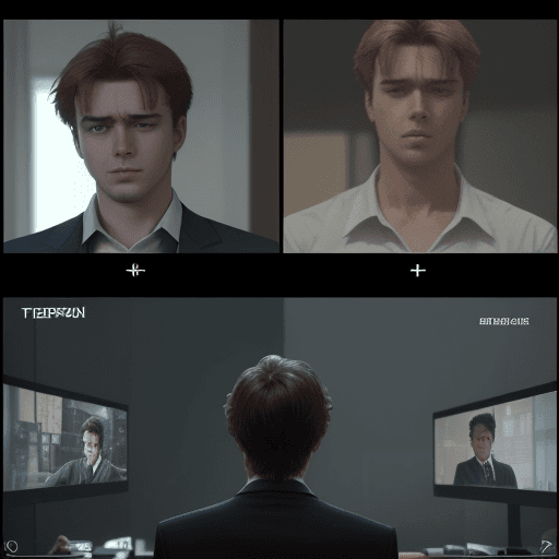 AI generated: one screen with two persons are standing on it. in this picture shows in half of screen mention "bef...