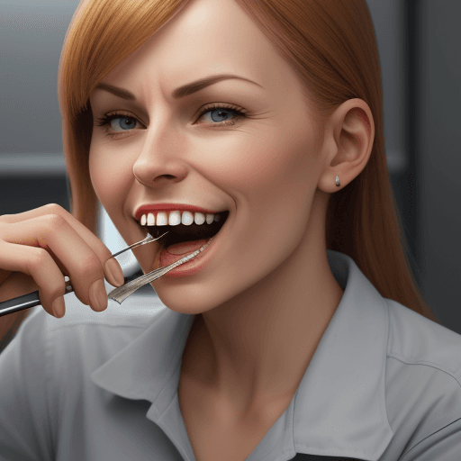 AI generated: realistic woman filing her teeth with a file