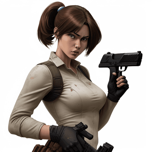 AI generated: an image of an animation character holding a gun, in the style of womancore, comic art, realistic oi...