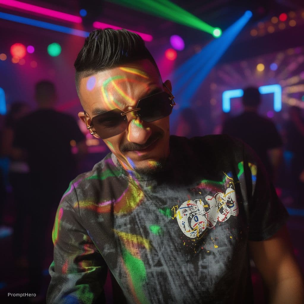 AI generated: Having fun at disco club