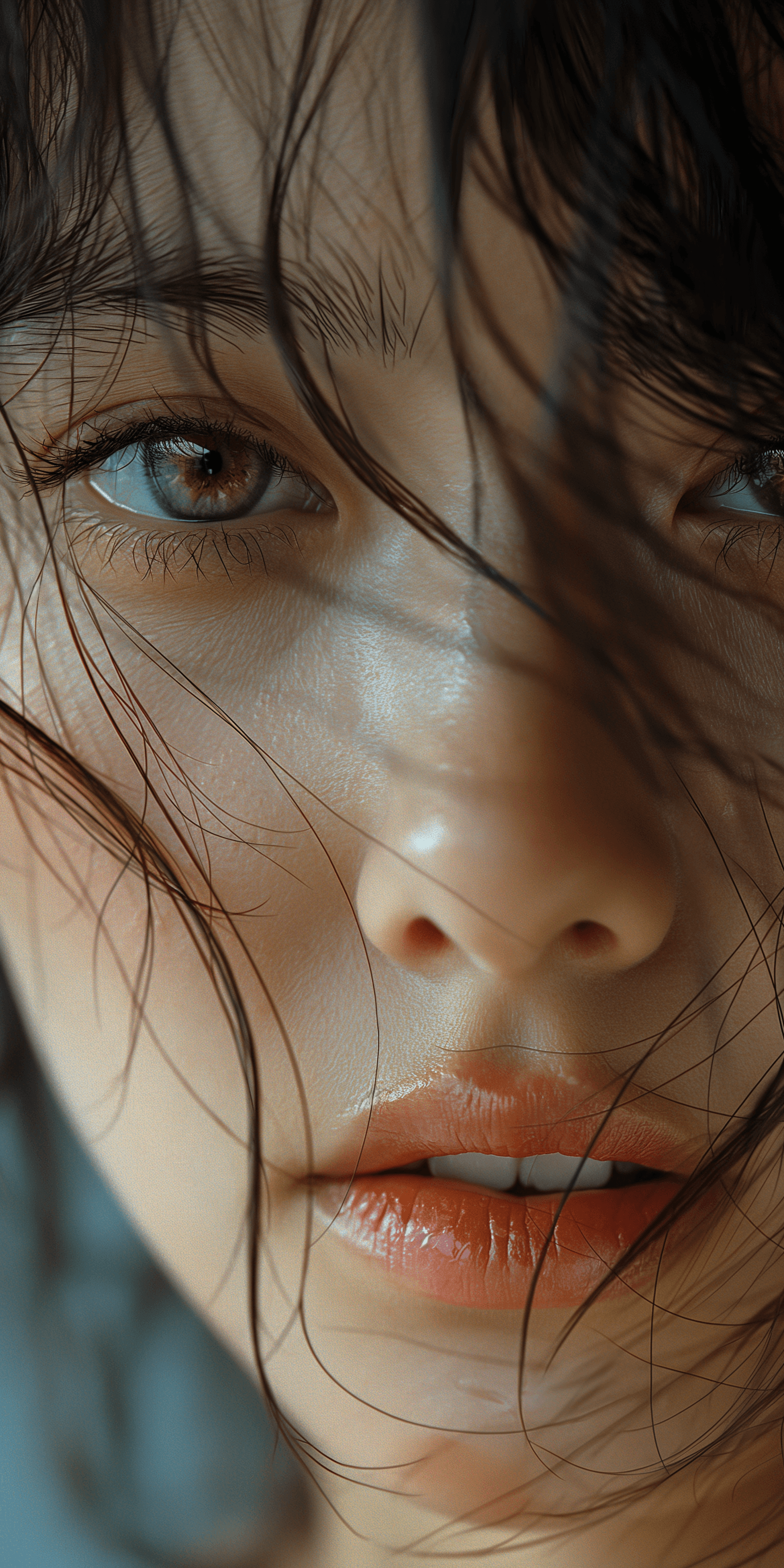 AI generated: extreme close-up, korean woman, 20-25 years old, in the style of Asian beauty standards, photorealis...