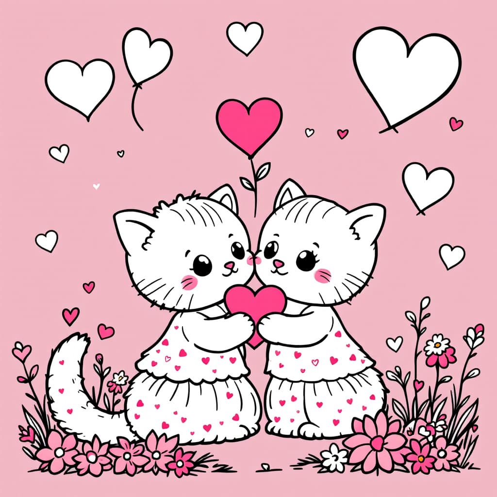 AI generated: adorable valetine's day coloring page