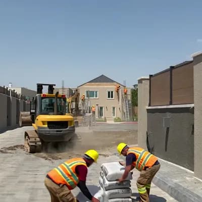 AI generated video: a building construction from empty land to the complete house a building construction from empty lan...
