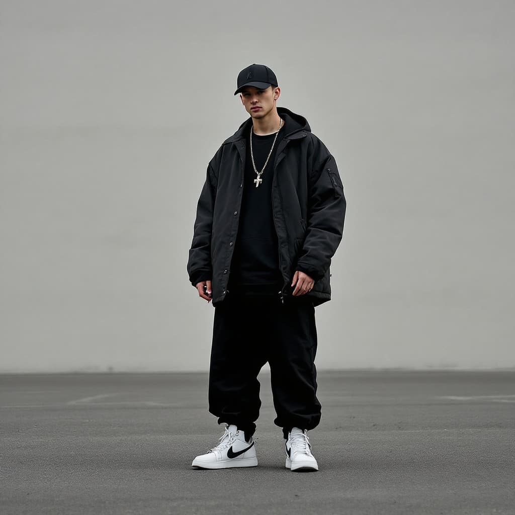 AI generated: MAN IN HIGH FASHION STREETWEAR FOR WEBSITE 