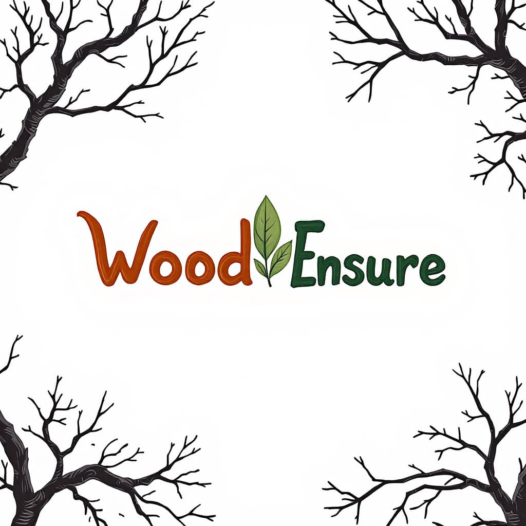 AI generated: In a minimalist yet striking digital art style, the word "WoodEnsure" is presented in a custom sleek...
