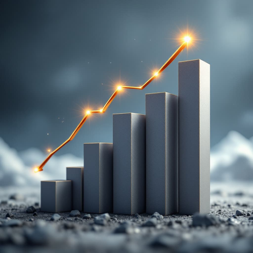 AI generated: A rising bar chart or line graph, highlighting milestones. dslr, ultra quality, sharp focus, tack sh...