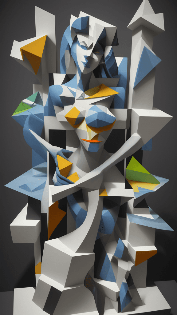 AI generated: rfktrstyle 3D Cubistpaper"An avant-garde sculptor, weaving the fabric of creativity through the medi...